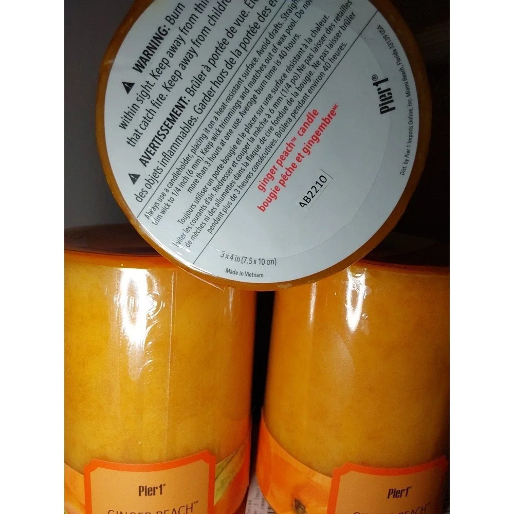 6 Lot Pier 1 Scented Pillar Candle Ginger Peach Rare 3
